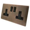 Double 13 Amp Socket - Black Trim