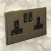 Screwless Aged Old Nickel Switched Plug Socket - 1