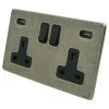 Double 13 Amp Socket with 2 USB A Charging Ports - Black Trim