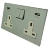 Double 13 Amp Socket with 2 USB A Charging Ports : White Trim