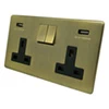 Double 13 Amp Socket with 2 USB A Charging Ports - Black Trim