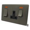 45 Amp Double Pole Switch with 13 Amp Socket - Black Trim