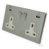 Double 13 Amp Plug Socket with 2 USB A Charging Ports - White Trim