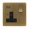 Single Socket with USB charger - Black Trim