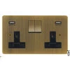 Double Socket with 2 USB chargers - 1 USB for Tablet | Phone Charging and 1 Phone Charging Socket - Black Trim 