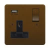 Single Socket with USB charger - Black Trim