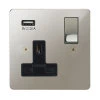 Single Socket with USB charger - Black Trim