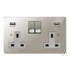 Double Socket with 2 USB chargers - 1 USB for Tablet | Phone Charging and 1 Phone Charging Socket - White Trim 