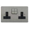 Double 13A Plug Socket: Black Insert