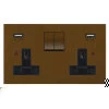 Double Socket with 2 USB chargers - 1 USB for Tablet | Phone Charging and 1 Phone Charging Socket - Black Trim 
