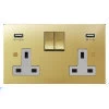 Double Socket with 2 USB chargers - 1 USB for Tablet | Phone Charging and 1 Phone Charging Socket - White Trim 