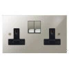 Double 13A Plug Socket: Black Insert