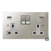 Double Socket with 2 USB chargers - 1 USB for Tablet | Phone Charging and 1 Phone Charging Socket - White Trim 