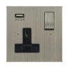 Single Socket with USB charger - Black Trim