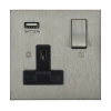 Single Socket with USB charger - Black Trim