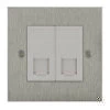 2 Gang RJ45 CAT 6 Socket : White Trim Seamless Square Satin Stainless Steel RJ45 Network Socket