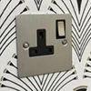 Flat Satin Chrome Switched Plug Socket - 3