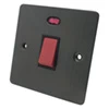 45 Amp Double Pole Switch with Neon - Single Plate - Black Trim