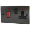 45 Amp Double Pole Switch with 13 Amp Socket - Black Trim