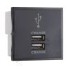 2 Port Charger USB A : Double Module - Black. Counts As 2 Modules