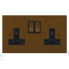 2 Gang 13 Amp Plug Socket: Black Insert