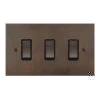 3 Gang 20 Amp 2 Way Switch: Black Insert