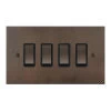 4 Gang 20 Amp 2 Way Switch: Black Insert