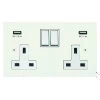 Double Socket with 2 USB chargers - 1 USB for Tablet | Phone Charging and 1 Phone Charging Socket