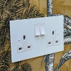 Ultra Square Matt White Switched Plug Socket - 3