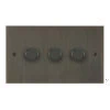 3 Gang 100W 2 Way LED (Trailing Edge) Dimmer (Min Load 1W, Max Load 100W) Ultra Square Old Bronze LED Dimmer