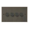 4 Gang 100W 2 Way LED (Trailing Edge) Dimmer (Min Load 1W, Max Load 100W) Ultra Square Old Bronze LED Dimmer