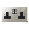 2 Gang 13 Amp Plug Socket: Black Insert