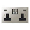 Double Socket with 2 USB chargers - 1 USB for Tablet | Phone Charging and 1 Phone Charging Socket - Black Trim 