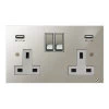 Double Socket with 2 USB chargers - 1 USB for Tablet | Phone Charging and 1 Phone Charging Socket - White Trim 