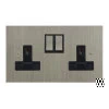 2 Gang 13 Amp Plug Socket: Black Insert