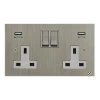 Double Socket with 2 USB chargers - 1 USB for Tablet | Phone Charging and 1 Phone Charging Socket - White Trim 