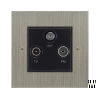 TV Aerial Socket, Satellite F Connector (SKY) and FM Aerial Socket combined on one plate: Black Insert