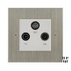 TV Aerial Socket, Satellite F Connector (SKY) and FM Aerial Socket combined on one plate: White Insert