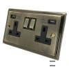 Double Socket with USB A Charging Ports