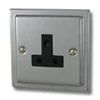 3 Round Pin 5 Amp Socket - Black Trim