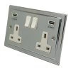 Double Socket with 2 USB A Charging Ports - White Trim