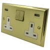 Double 13 Amp Socket with 2 USB A Charging Ports - White Trim