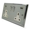 Victorian Premier Plus Polished Chrome (Cast) Plug Socket with USB Charging - 1