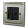 2 Gang Telephone Master Socket - Black Trim