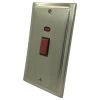 45 Amp Double Pole Switch with Neon - Double Plate - Black Trim