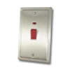 45 Amp Double Pole Switch with Neon - Double Plate - White Trim