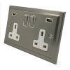Double Socket with 2 USB A Charging Ports - White Trim