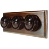 3 Gang Horizontal 6 Amp 2 Way Brown Bakelite Dome Switch