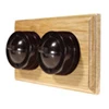 2 Gang Horizontal 6 Amp 2 Way Brown Bakelite Dome Switch