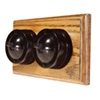 2 Gang Horizontal 6 Amp 2 Way Brown Bakelite Dome Switch